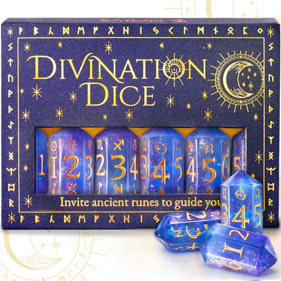 Divination Rune Casting Dice – 6 Mystic Dice with Futhark Runes | Divination Tools | Spiritual Gift Set