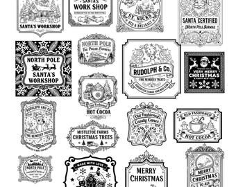 Vintage Christmas Sign SVG Bundle | Retro Holiday Labels (Digital Download)