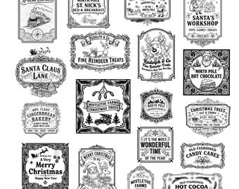 Vintage Christmas Sign SVG Bundle | Retro Holiday Labels (Digital Download)