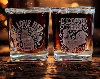 Valentine's Day Couple's shot glasses for him and her, valentines gifts
