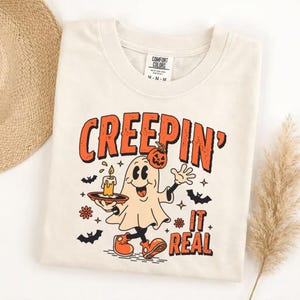 Comfort Colors tshirt, Creepin' It Real Ghost Tee, Vintage Halloween Shirt, Spooky Season Graphic, Retro Funny Ghost, Fall Autumn Gift