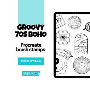 Groovy 70s Procreate Brush Set | Retro Boho Stamp Brushes for Procreate