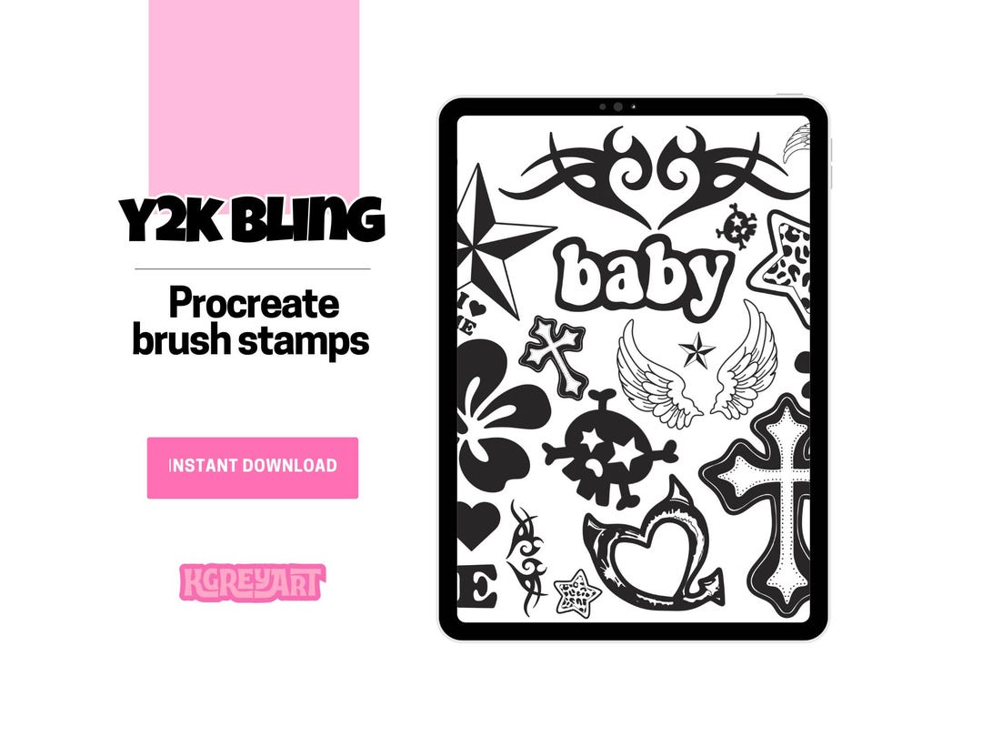 Y2K Procreate Stamp Brushes | 2000s Clipart Brush Set | Retro Stamps ...