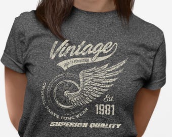 45th Birthday Shirt for Women | Vintage 1981 Original Parts, Some Wear Birthday Gift