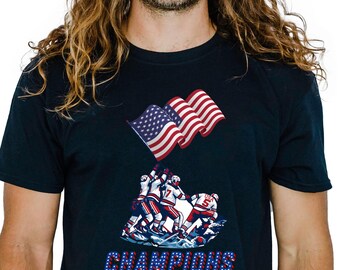 USA Hockey Victory Shirt | Patriotic Ice Hockey Championship Tee | American Flag Raising Graphic | USA Beats Canada