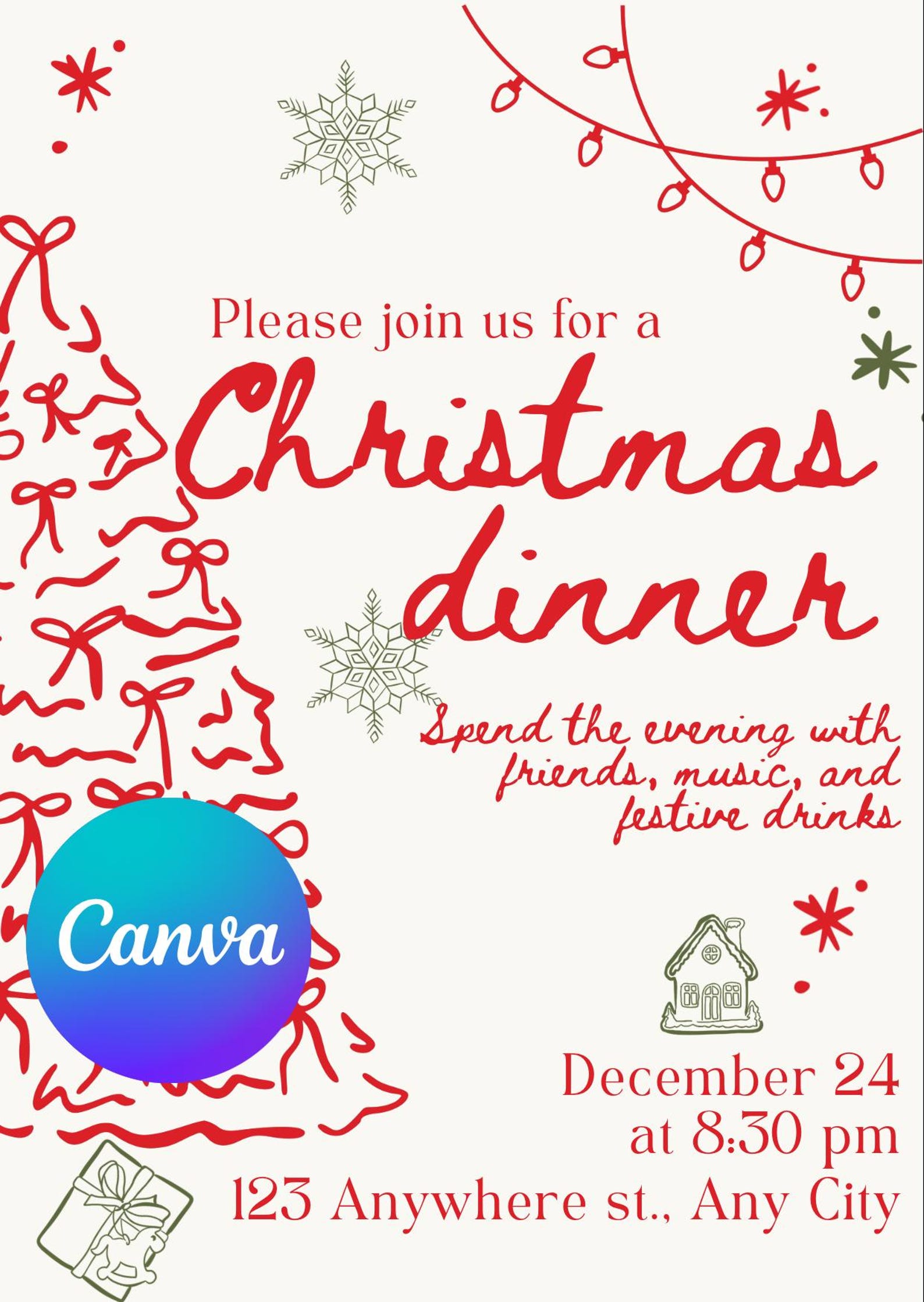 Editable Canva Christmas Card Template Printable Holiday Greeting