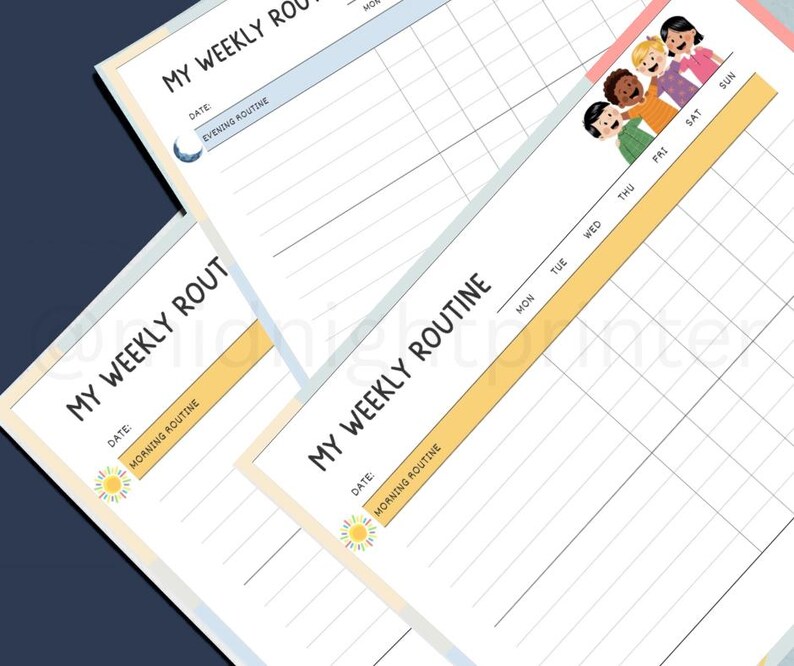 Kids Weekly Routine Tracker | Printable, Instant Download - Etsy
