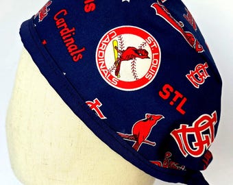 St Louis Cardinals Tie Back Scrub Hat.  MLB Surgical Cap