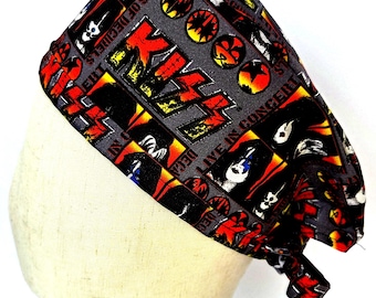 Rock Band Tie Back Scrub Hat.  Custom Surgical Cap.