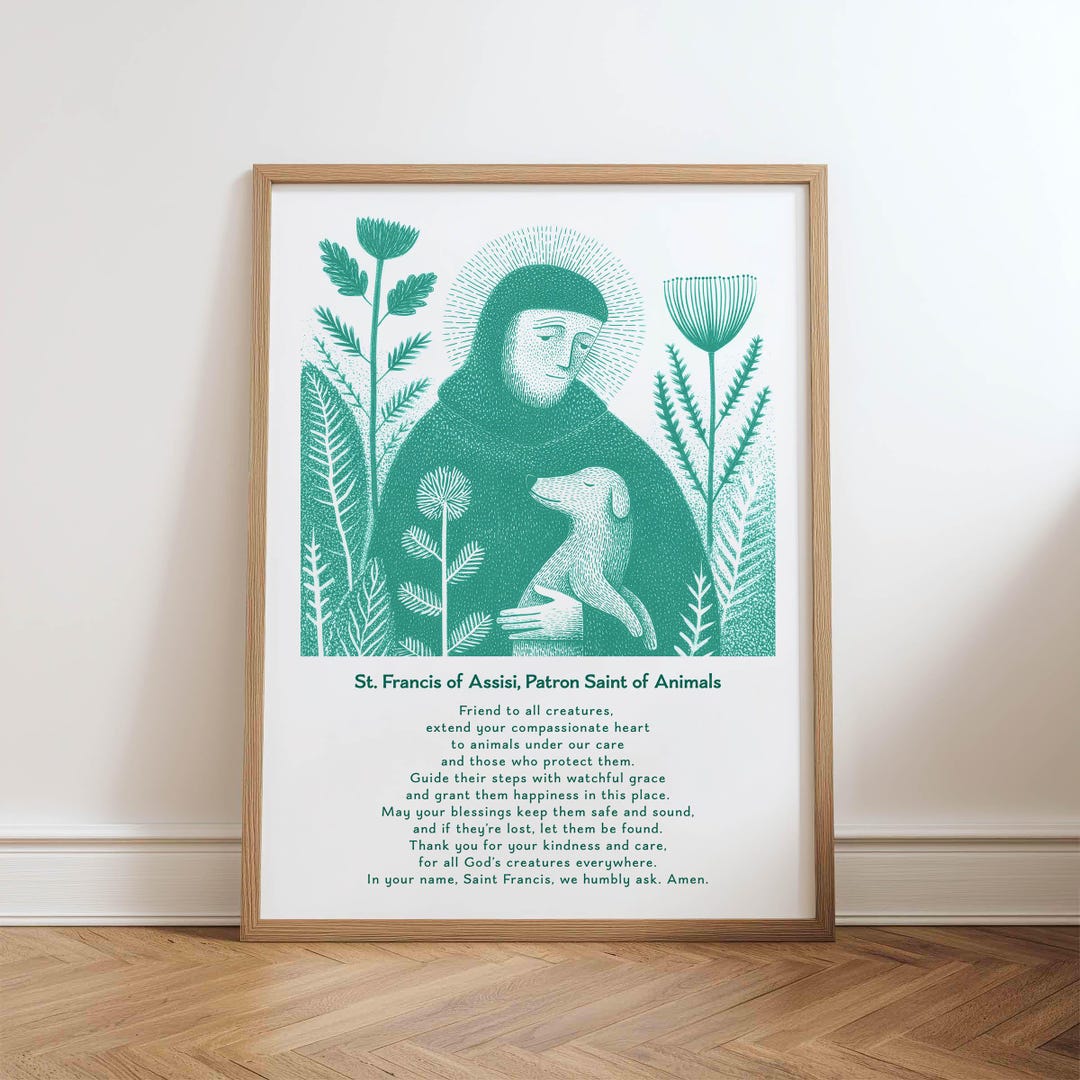Saint Francis Assisi With Dog | Patron Saint of Animals Printable Art ...