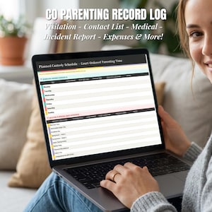 Custody Calendar Co Parenting Planner Custody Logbook Expense Splitting Divorce Spreadsheet