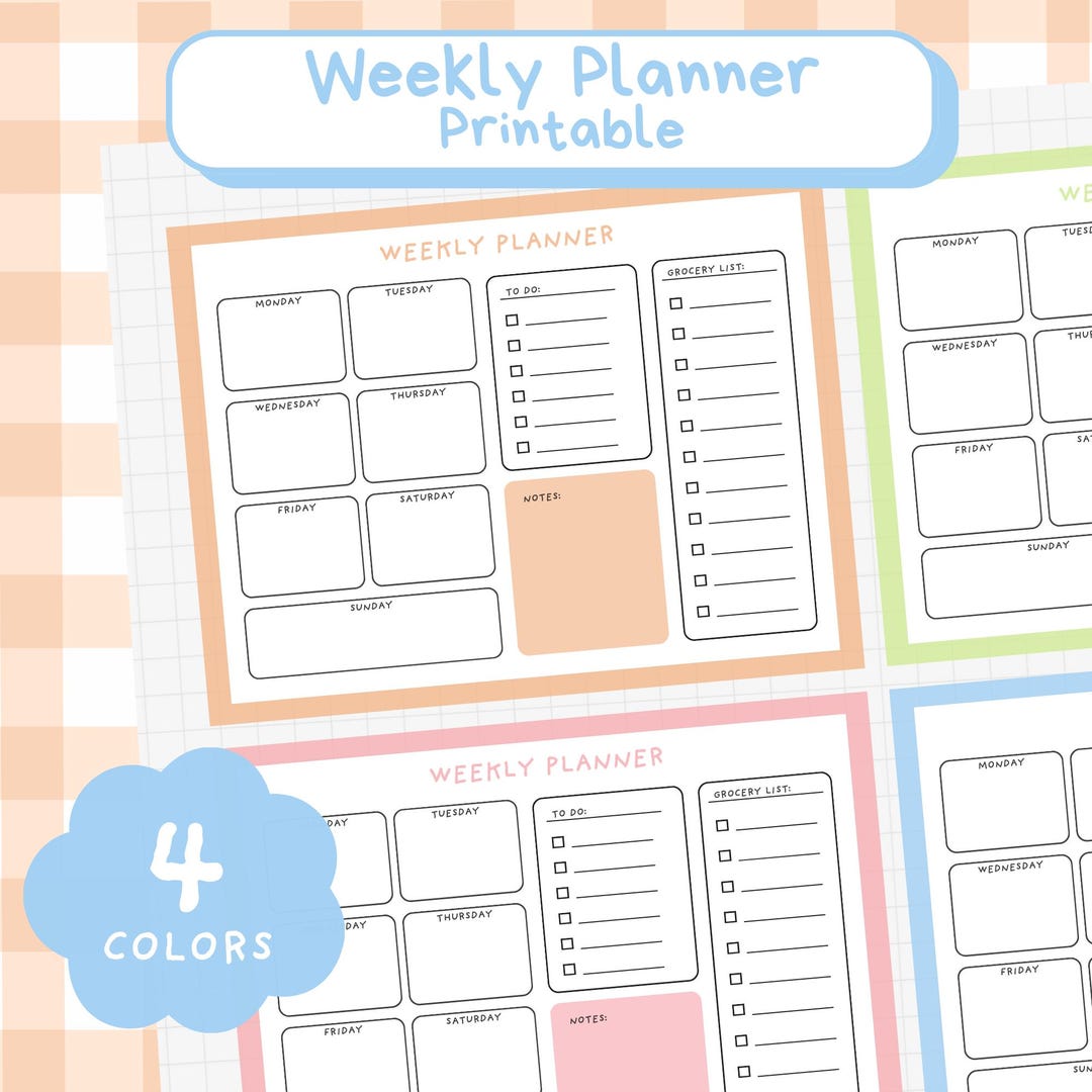 Weekly Planner Printable PDF | Minimal Weekly Schedule | A4 Digital ...