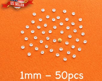 50 piezas de 1 mm 2pp de diamantes de imitación de cristal redondos con parte trasera de lámina para reparación de joyas, manualidades artísticas
