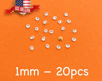 20 piezas de 1 mm 2pp de diamantes de imitación de cristal redondos con parte trasera de lámina para reparación de joyas, manualidades artísticas
