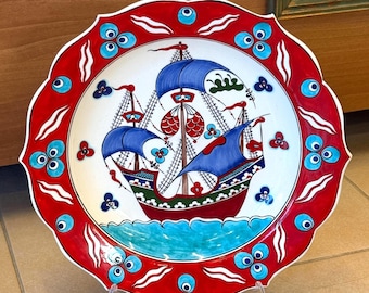 Handgemachte Kachel (Çini) Galleonenschiff (Kalyon Gemi)