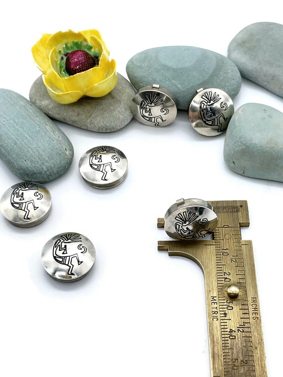 Kokopelli Design Silver Button Cover, American, 1… - image 5