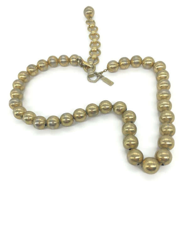 Monet Gold Metal Bead Choker Necklace 