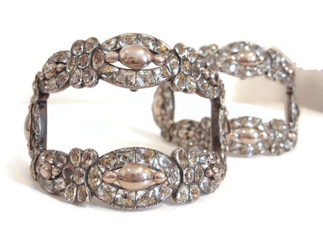 Rare Georgian Paste Rhinestone Shoe Buckles: Antique Silver Gold ...