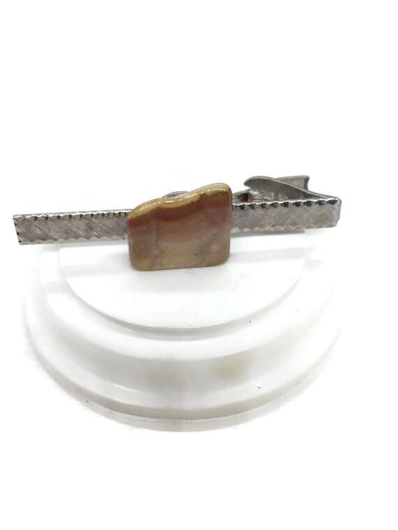 Gemstone Tie Clip with Picture Jasper Featured on 