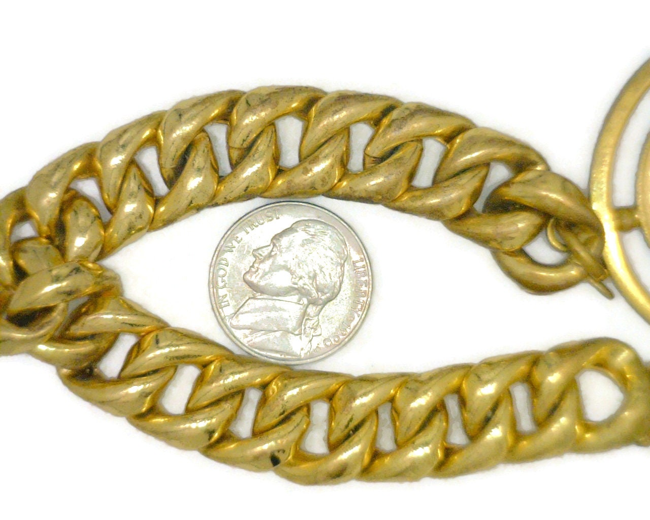 Vintage Gold Tone Textured Multi Link‎ Chain Belt Maria Theresia Coin Charm 1780 il_fullxfull.2857741899_by6x.jpg main image 4