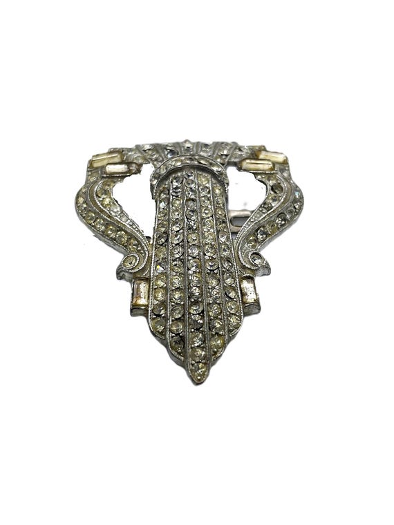 Art Deco Rhinestone Buckle: 1930s Silver-Tone Jewelry Supply