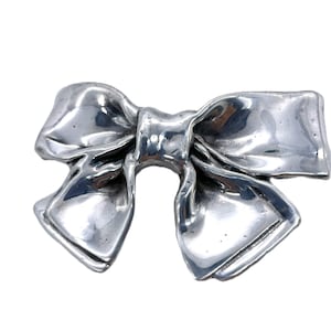 Vintage Silver Ribbon Bow Pin: 1980s Versatile Statement Piece