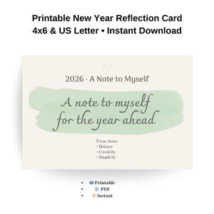 Neujahr Reflection Karte 2026 | Notiz an sich selbst (Digitaler Download)