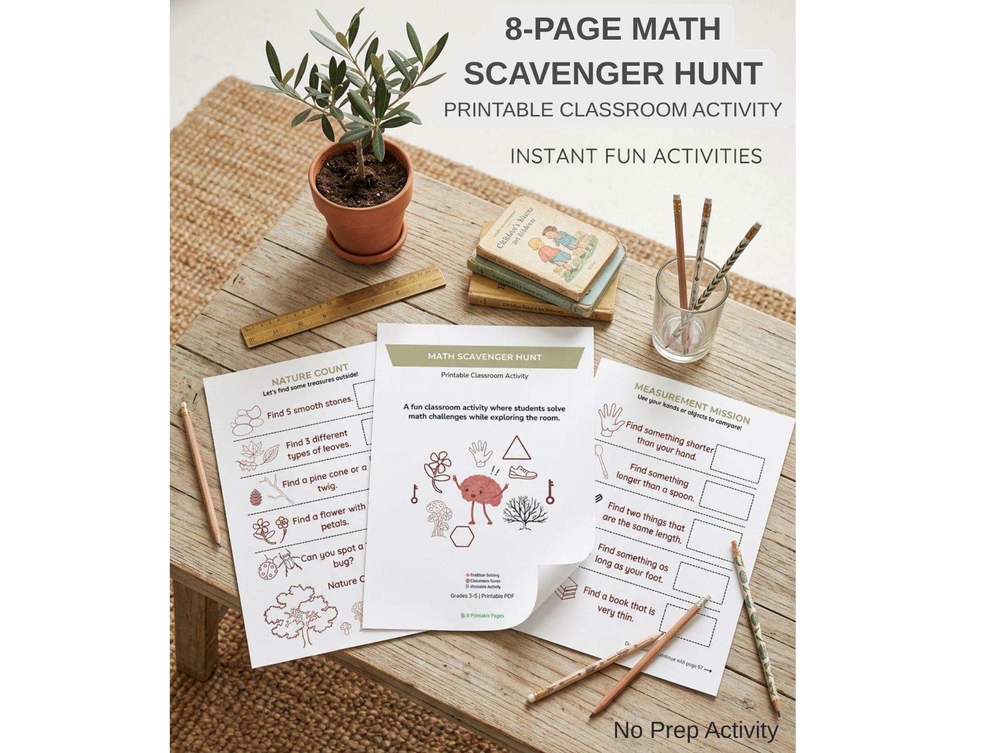 Math Scavenger Hunt Printable | Math Activity Worksheets | Classroom ...