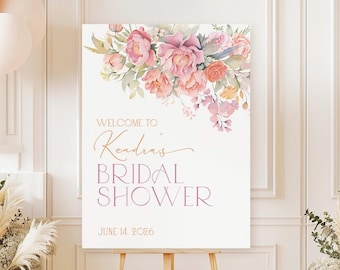 Wildflowers Bridal Shower Welcome Sign Digital Download, Pastel Flower Bridal Sign, Custom Spring Floral Bridal Shower Decor, Bridal Brunch