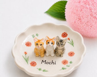 Custom 3D Sculpted Dog Figurine Ring Dish, Handpainted Ceramic Jewelry Tray
