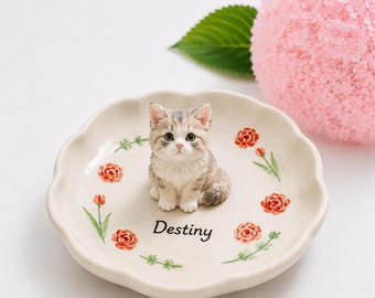 Custom 3D Sculpted Dog Figurine Ring Dish, Handpainted Ceramic Jewelry Tray