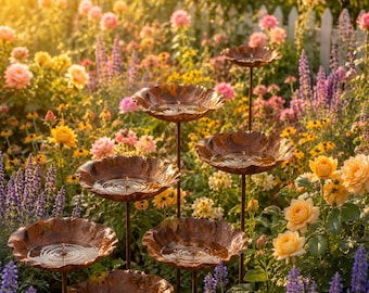 Estaca para bebedero de pájaros con forma de flor, comedero para pájaros de exterior, bebedero para abejas, decoración de jardín, plato de agua para polinizadores, adorno de jardín con forma de mariposa, regalo para amantes de la jardinería