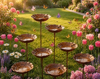 CustomOutdoor Bird WaterFeeder,Ceramic Bee Waterer,Bee WaterStation,Butterfly ollinator Garden Decor,ColorfulYard Art Gift,Garden DecorStake