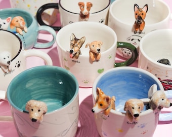 Personalisierte Haustier Becher benutzerdefinierte Haustier Becher Keramik Guckloch Becher / versteckte Tier Kaffeebecher / benutzerdefinierte Katze und Hund Keramikbecher / Geschenk für Hundebesitzer / Hundebecher