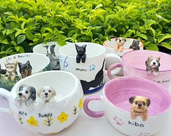 Gepersonaliseerde huisdiermok aangepaste huisdiermok keramische kiekeboemok/koffiemok met verborgen dieren/aangepaste kat en hond keramische mok/cadeau voor hondeigenaar/hondmok