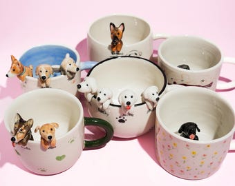Personalized pet mug custom pet mug ceramic peekaboo mug/hidden animal coffee mug/Custom Cat and Dog Ceramic Mug/Gift For Dog Owner/dog mug