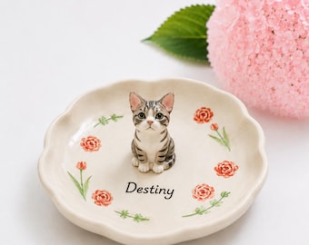 Custom 3D Sculpted Dog Figurine Ring Dish, Handpainted Ceramic Jewelry Tray