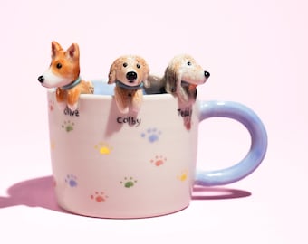 Caneca personalizada para animais de estimação, caneca de cerâmica com animal escondido/caneca de café com animal escondido/caneca de cerâmica personalizada para gato e cachorro/presente para dono de cachorro/caneca para cachorro