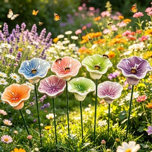 Comedero personalizado para pájaros de exterior, bebedero de cerámica para abejas, estación de agua para abejas, decoración de jardín para mariposas, regalo de arte colorido para el jardín, estaca decorativa para el jardín