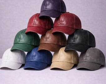 handmade Genuine Black Leather Baseball Cap Vintage Look Unisex Hat Style