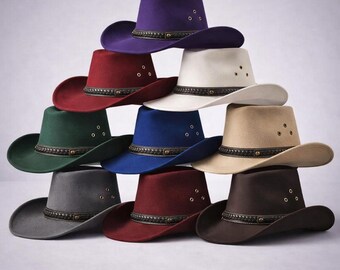 Handmade Classic Brown Cowboy Hat with Braided Band – Western Style Felt Hat for Men