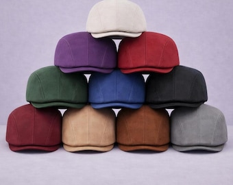 Classic Black Leather Flat Cap – Minimalist Stylish Winter Headwear for Men