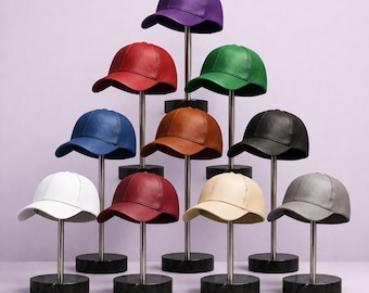 Handmade Black Leather Baseball Cap – Minimalist Style