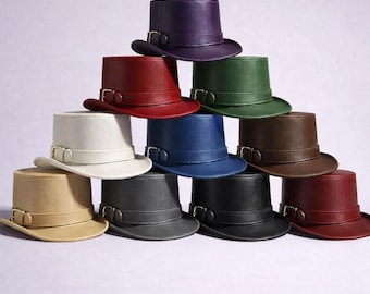 Handcrafted Brown Leather Fedora – Buckle Strap Hat
