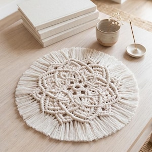 Macramé mandala tafeldecoratie - Katoenen tafelloper - Boho chic woondecoratie