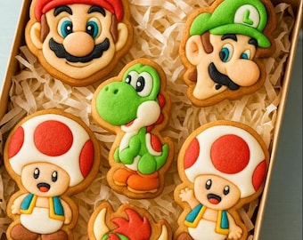 Super Mario Cookie Cutters Set: Video Game Party Theme, Cartoon Character Cookie