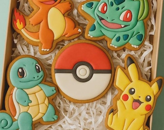 Juego de cortadores de galletas de Pokémon, temática de videojuegos, recuerdo de fiesta de cumpleaños para niños, suministros para hornear, herramienta de sello de fondant, galleta de personaje de dibujos animados