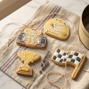 Formula 1 Cookie Cutter Set: Racing Car, Helmet, Flag, Trophy