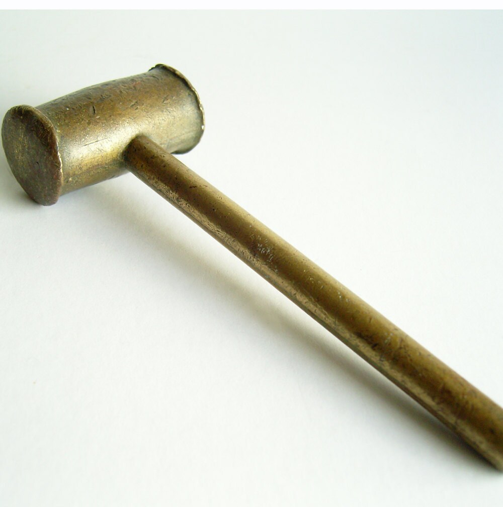 Old Solid Brass Hammer Etsy