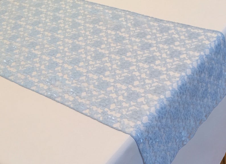 Light Blue Lace Table Runner Blue Wedding Table Runner Etsy